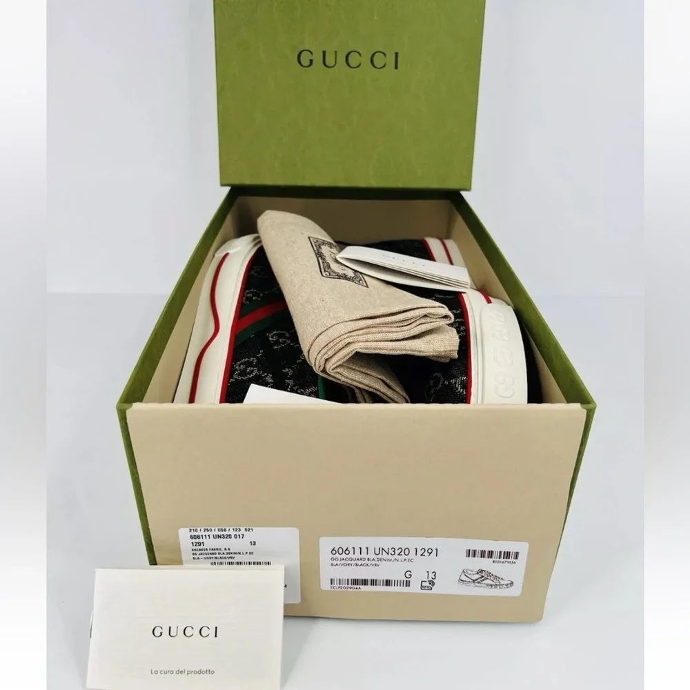 Gucci Tennis 1977 GG Supreme Jacquard Sylvie Sneakers G 13 - US 13.5 - EU 47 - Picture 2 of 11